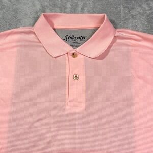 Stillwater Supply Co. Polo Shirt Men's Large Pink Performance Golf Athletic Fish